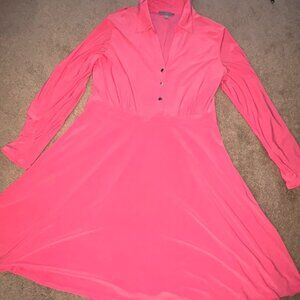 NY Collection Carnation Pink Stretch Collared Shirt Dress XL